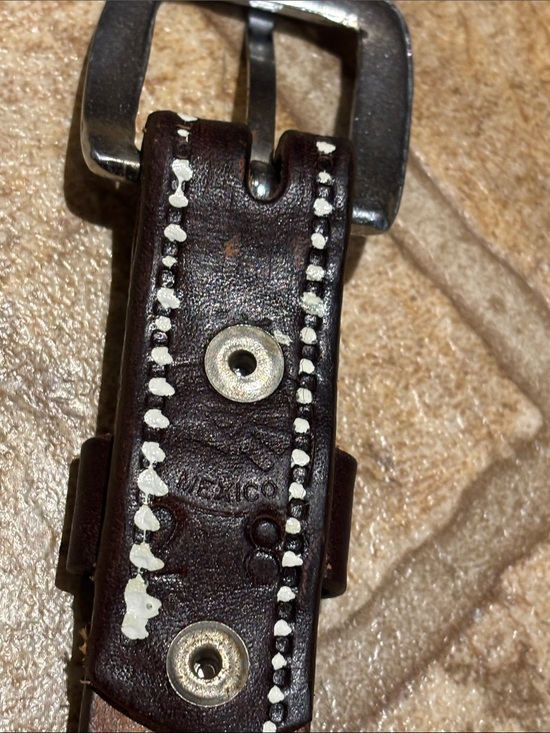 Hand-tooled edible leather belt by Mexican artisans. Size S /36 inches long main image 9